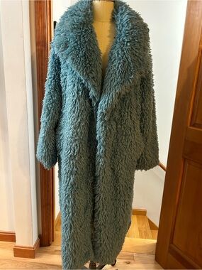 ASOS Turquoise Faux Shearling Teddy Coat